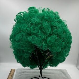 Vintage Hallmark Bright Green Curly Synthetic Wig